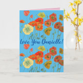 愛あなた妻の名前レッドポピー水カラーカード カード (黄色い花)