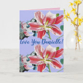 愛あなた妻の名前薄紫花ウォーターカラーカード カード (黄色い花)