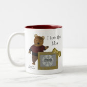 愛あなた母かわいいクマパーソナライズされたフォトマグカップ ツートーンマグカップ (左)