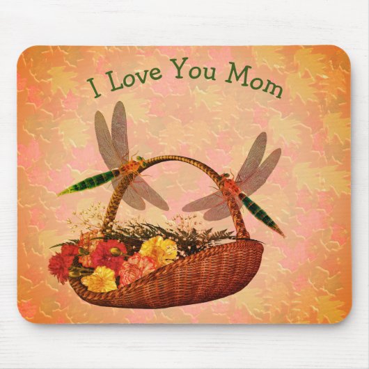 愛あなた母トンボ花かご マウスパッド (正面)