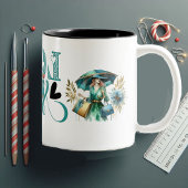 愛あなた母モダンタイポグラフィ母の日ハート ツートーンマグカップ