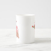 愛あなた毛皮を超える可愛いダッフランスのシュント犬 ボーンチャイナマグカップ (正面)