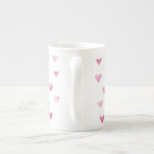 愛あなた水色甘いハートバレンタインピンク ボーンチャイナマグカップ (裏面)