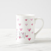 愛あなた水色甘いハートバレンタインピンク ボーンチャイナマグカップ (右)