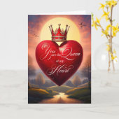 愛あなた王冠と私のハートの女王 カード (黄色い花)