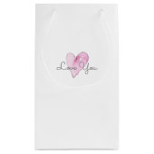 愛あなた甘いピンクの水の色のハート永遠 スモールペーパーバッグ (裏面)
