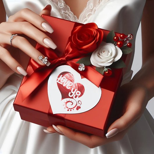 愛あなた赤大理石ハートバレンタインハートシール ハートシール