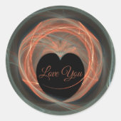 愛あなた青と赤いハート旋回フラクタルハート ラウンドシール (正面)