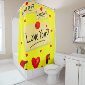 愛あなた黄色のバレンタインのショーカーテン シャワーカーテン (インサイチュ)