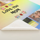 愛あなた、ママバラピンクの黄色の青と4枚の写真 シェルパブランケット (3/4)