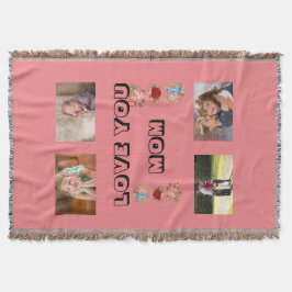 愛あなた、ママ4枚の写真パケナムフォント スローブランケット