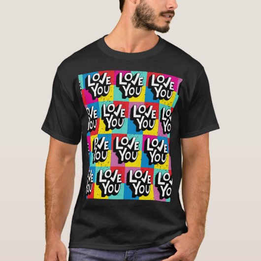 愛あなた:手のレタリングバレンタイン Tシャツ (正面)