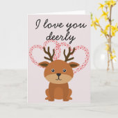 愛あなたdeerly鹿の記念日バレンタインデー カード (黄色い花)