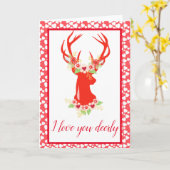 愛あなたdeerly鹿の記念日バレンタインデー カード (黄色い花)