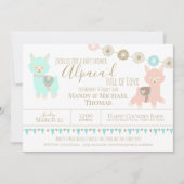 愛あふれるアルパカの赤ちゃん男女兼用シャワー 招待状 (正面)