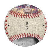 愛あ素朴なたパパ父の日2写真コラージュ 野球ボール (裏面)