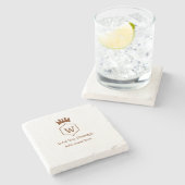 愛おじいちゃんクラウン追加ネーム詳細茶色squa ストーンコースター (横)