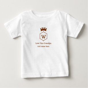 愛おじいちゃんクラウン追加ネーム詳細茶色squa ベビーTシャツ