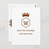 愛おじいちゃんクラウン追加ネーム詳細茶色squa ポストカード (正面/裏面)