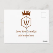 愛おじいちゃんクラウン追加ネーム詳細茶色squa ポストカード (裏面)