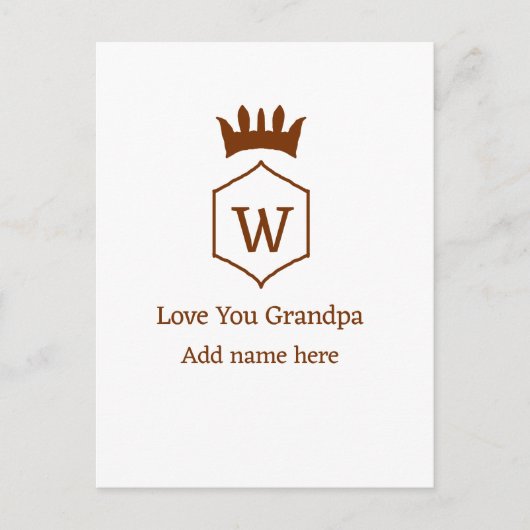 愛おじいちゃんクラウン追加ネーム詳細茶色squa ポストカード (正面)