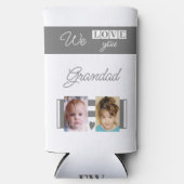 愛おじいちゃん4写真ホワイトとグレー スリム缶クーラー (正面)