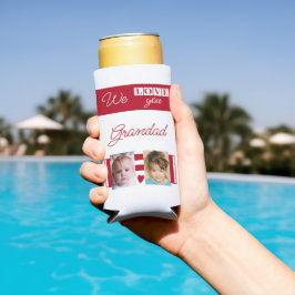 愛おじいちゃん4写真ホワイトとレッド スリム缶クーラー