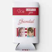 愛おじいちゃん4写真ホワイトとレッド スリム缶クーラー (正面)