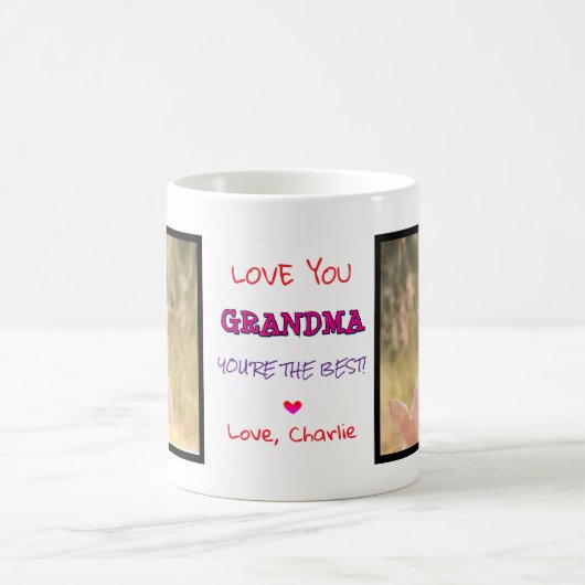 愛おばあちゃんあなたは最高ののカスタム二つの写真 コーヒーマグカップ (中央)