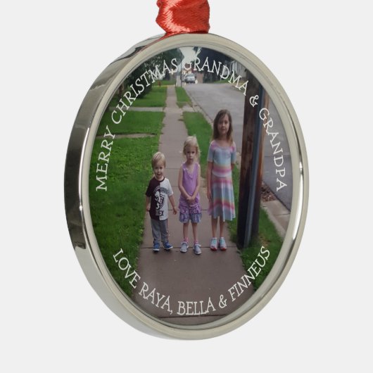 愛おばあちゃんとおじいちゃんクリスマス メタルオーナメント (右)