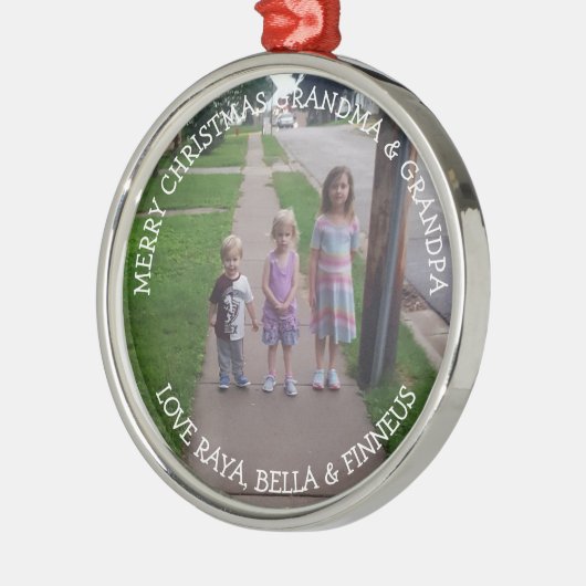 愛おばあちゃんとおじいちゃんクリスマス メタルオーナメント (左)