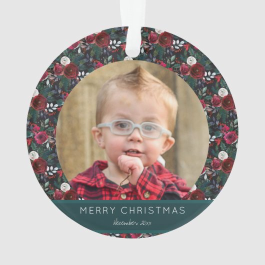 愛おばあちゃんクリスマスレッドと緑2枚の写真 オーナメント (裏面)