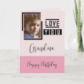 愛おばあちゃんフォトピンク黒の誕生日を追加 カード (正面)