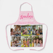 愛おばあちゃん可愛いピンクのフォトコラージュ エプロン (正面)