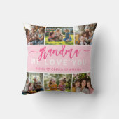 愛おばあちゃん可愛いピンクのフォトコラージュ クッション (裏面)