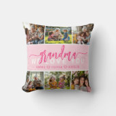 愛おばあちゃん可愛いピンクのフォトコラージュ クッション (正面)