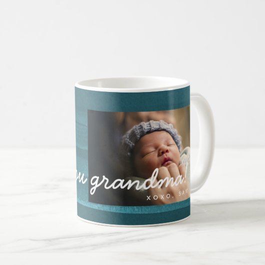 愛おばあちゃん水の色パーソナライズされた写真マグカップ コーヒーマグカップ (正面右)