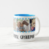 愛おばあちゃん甘いブルー4フォトコラージュマグカップ ツートーンマグカップ (正面右)