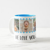 愛おばあちゃん甘いブルー4フォトコラージュマグカップ ツートーンマグカップ (正面左)