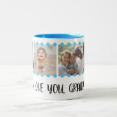愛おばあちゃん甘いブルー4フォトコラージュマグカップ ツートーンマグカップ (中央)