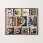 愛おばあちゃん10家族の写真コラージウッド ジグソーパズル (横)