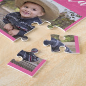 愛おばあちゃん4家族の写真コラージピンク ジグソーパズル (側面)