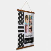 愛おばあちゃん4枚フォトリーフパターンブラック 吊り下げ型タペストリー (傾斜あり)