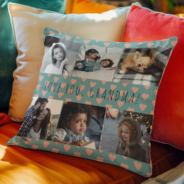 愛おばあちゃん6フォトコラージュのレトロパターン クッション
