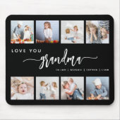 愛おばあちゃん8フォトコラージブラック マウスパッド (正面)