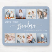 愛おばあちゃん8フォトコラージュダスティブルー マウスパッド (正面)