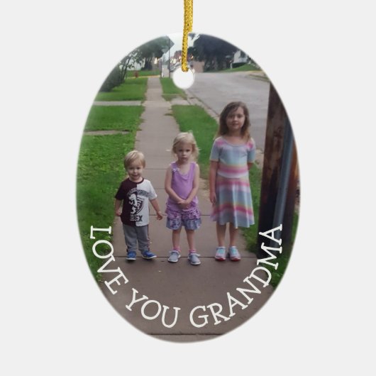 愛おばあちゃん、クリスマスのクリスマスプレゼント セラミックオーナメント (正面)