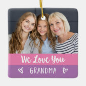 愛おばあちゃん |ピンク色ブロック2枚の写真 セラミックオーナメント (正面)