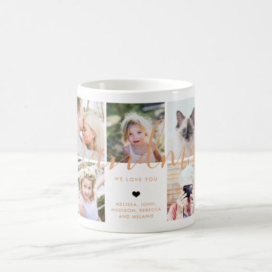 愛おばあちゃん |フォトギフト書道オレンジ コーヒーマグカップ (中央)