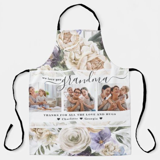 愛おばあちゃん |フローラ3枚のコラージュ エプロン (正面)